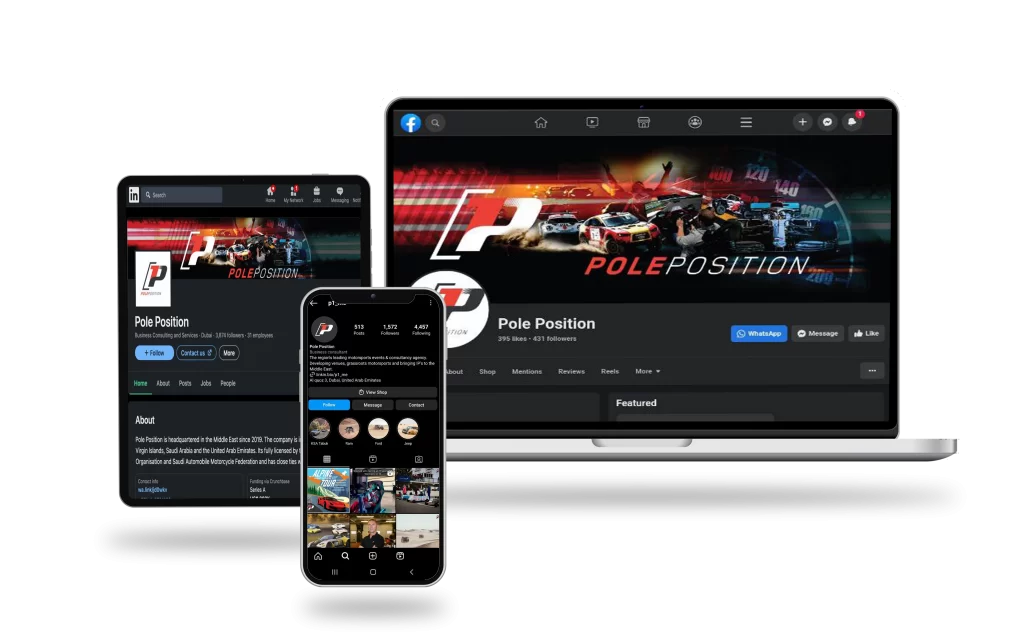 Pole Position Social media accounts created and managed by Start Tech Company