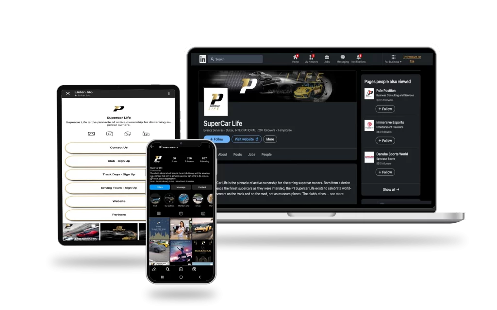 P1 SUPERCAR LIFE Social media accounts created by SMM and management company in Dubai